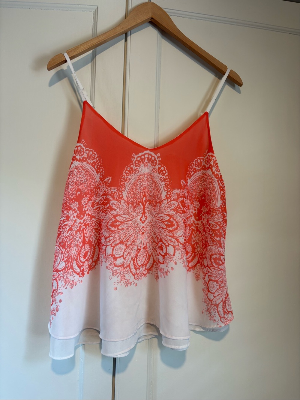 Blu Pepper Coral and White Patterned Strappy Tank